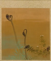 Blatt aus dem Album der jahreszeitlichen Themen: Vögel im Schnee, 1847