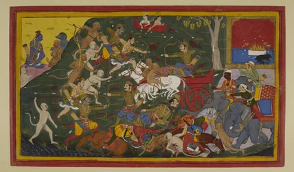 Lakṣmaṇa tötet Indrajit; Rāma und Verbündete warten