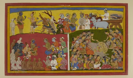 Vibhishana betrauert Ravana; Rama ordnet die Bestattungsriten und Vibhishanas Krönung an