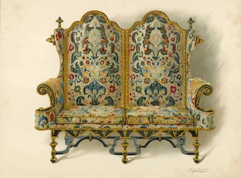 Sofa, Eigentum des Herzogs von Leeds (Chromolitho)
