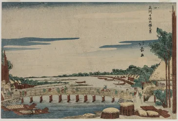 Ansicht der großen Brücke bei Senju in der Provinz Musashi