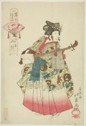 Futatsuryu von Izutsuya als Musiker (Hayashi), aus der Serie "Parade des Shimanouchi-Vergnügungsviertels (Shimanouchi nerimono)"