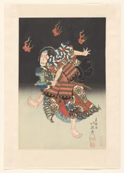 Nakamura Shikan II als der Fuchs (kitsune) Genkurō im Theaterstück 