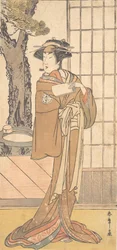 Der Schauspieler Segawa Kikunojo der Dritte als Oiran, ca. 1780