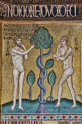 Die Palatinkapelle (Basilika), Mosaikzyklus des Alten Testaments, Zyklus der Schöpfung: "Die Erbsünde", XII. Jahrhundert