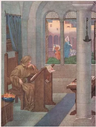 Das Skriptorium: Es wird für das Gesicht eines schönen Heiligen oder für eine der Marien, die ich malen werde, ausreichen