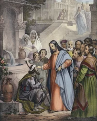 Jesus gibt einem Blindgeborenen das Augenlicht