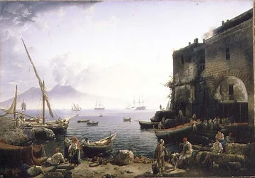 Ansicht von Neapel, der Santa Lucia Damm