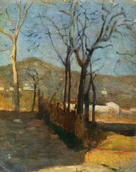 Ansicht mit Bäumen, Landstudien-Triptychon