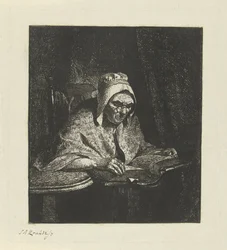 Lesende alte Frau