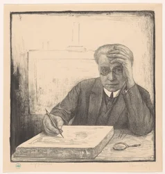Selbstporträt mit Lithostein