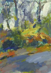 Straße mit Bäumen und Büschen, 2023