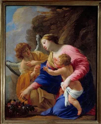 Die Jungfrau und der Engel. Gemälde von Simon Vouet (1590-1649) 1641 Caen, Museum der Schönen Künste