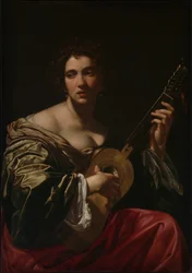 Frau spielt Gitarre, ca. 1618