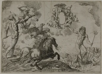 Jupiter, Neptun und Pluto bieten ihre Kronen den Waffen von Kardinal Borghese an