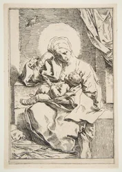 Madonna und Kind mit einem Vogel, ca. 1635-1636