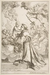 Der heilige Antonius von Padua betet das Christuskind in der Glorie an