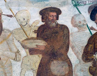 Der Tod mit dem reichen Geizhals, Detail aus Der Totentanz
