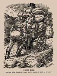 Schwere Arbeit. John Bull. Obwohl es nur eine halbe Liga ist, muss es weitergehen, 1935