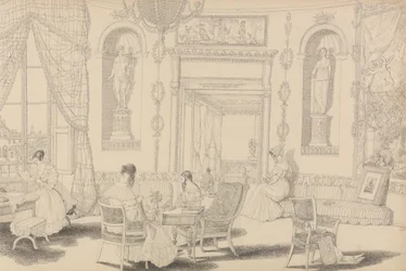 Album mit 30 Ansichten in Tirol und Italien: Rundes Boudoir im Casino Pecori, 10. Oktober 1841
