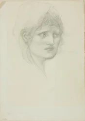 Verhüllter Kopf, Augen nach rechts blickend