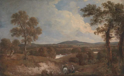 Landschaft mit Figuren im Vordergrund