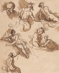 Blatt mit klassischen Figurenstudien