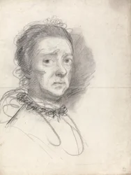 Kopf einer älteren Dame; Studien nach Raphaels Disputation
