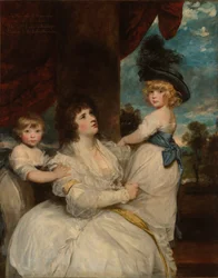 Porträt von Jane, Gräfin von Harrington, mit ihren Söhnen, dem Viscount Petersham und dem Ehrenwerten Lincoln Stanhope