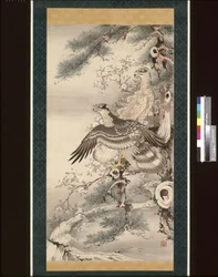 Paar Falken mit Zweig und Blüten