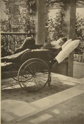 Russischer Autor Leo Tolstoi erholt sich in Gaspra, Krim, Russland, 1902