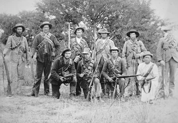 Burenkommandos bewaffnet mit dem deutschen Mauser-Gewehr Modell 1895