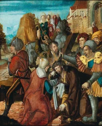 Die heilige Veronika präsentiert ihr Tuch Christus auf dem Weg nach Golgatha, ca. 1515-1520