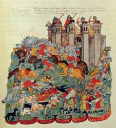Kampfszene, aus der Biblia de la Casa de Alba