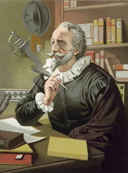 Cervantes in seinem Arbeitszimmer