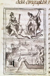 Codex der Eroberung Mexikos: Quauhtenco und Mayenatzin bestrafen Verräter