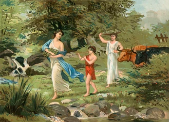 Griechische Familie kehrt von der Ernte zurück