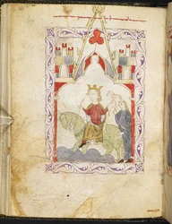 Or. 2737, fol. 69r, Der Pharao als Falkner, aus der „Hispano-maurischen Haggada“, ca. 1300