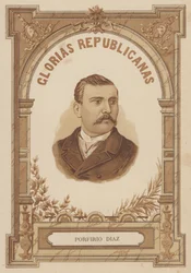 Porfirio Diaz, mexikanischer Soldat und Politiker (Lithografie)