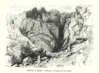 Schlucht von Delphi, Griechenland (Lithografie)
