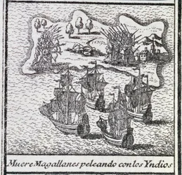 Der Tod von Magellan in einer Schlacht mit den Indianern