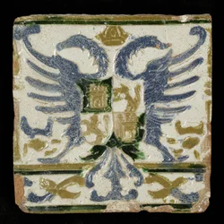 Fliese mit den Wappen von Leon und Kastilien, 1525