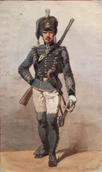 Studie von Uniformen, Zeichnung von Stanislao Grimaldi del Poggetto