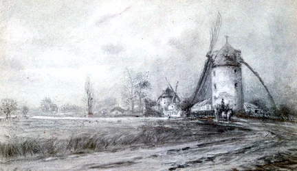 Landschaft mit Windmühle, um 1855-1892