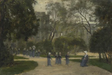 Nonnen und Schulmädchen im Tuileriengarten, Paris, 1870er-1880er Jahre
