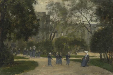 Nonnen und Schulmädchen im Tuileriengarten, Paris