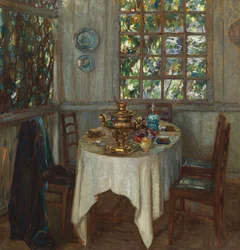 Innenraum mit Samowar, 1914