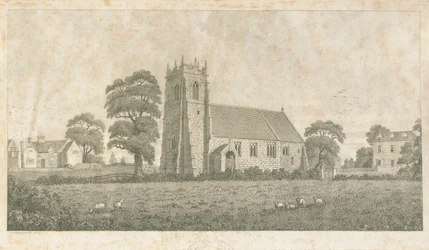 Adbaston Kirche: Linien- und Punktgravur, um 1800