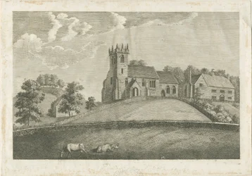 Sandon Kirche und Pfarrhaus (Stich)