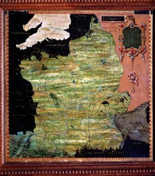 Frankreich (Karte von Stefano Bonsignori, um 1581, Florenz, Palazzo Vecchio, Sala del Mappamondo)